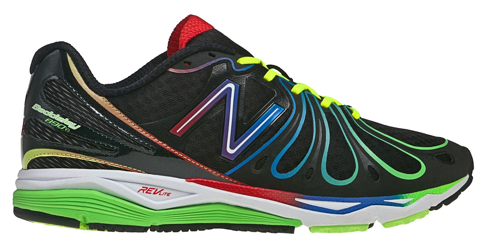 New Balance 890v3, Black with Red & Green