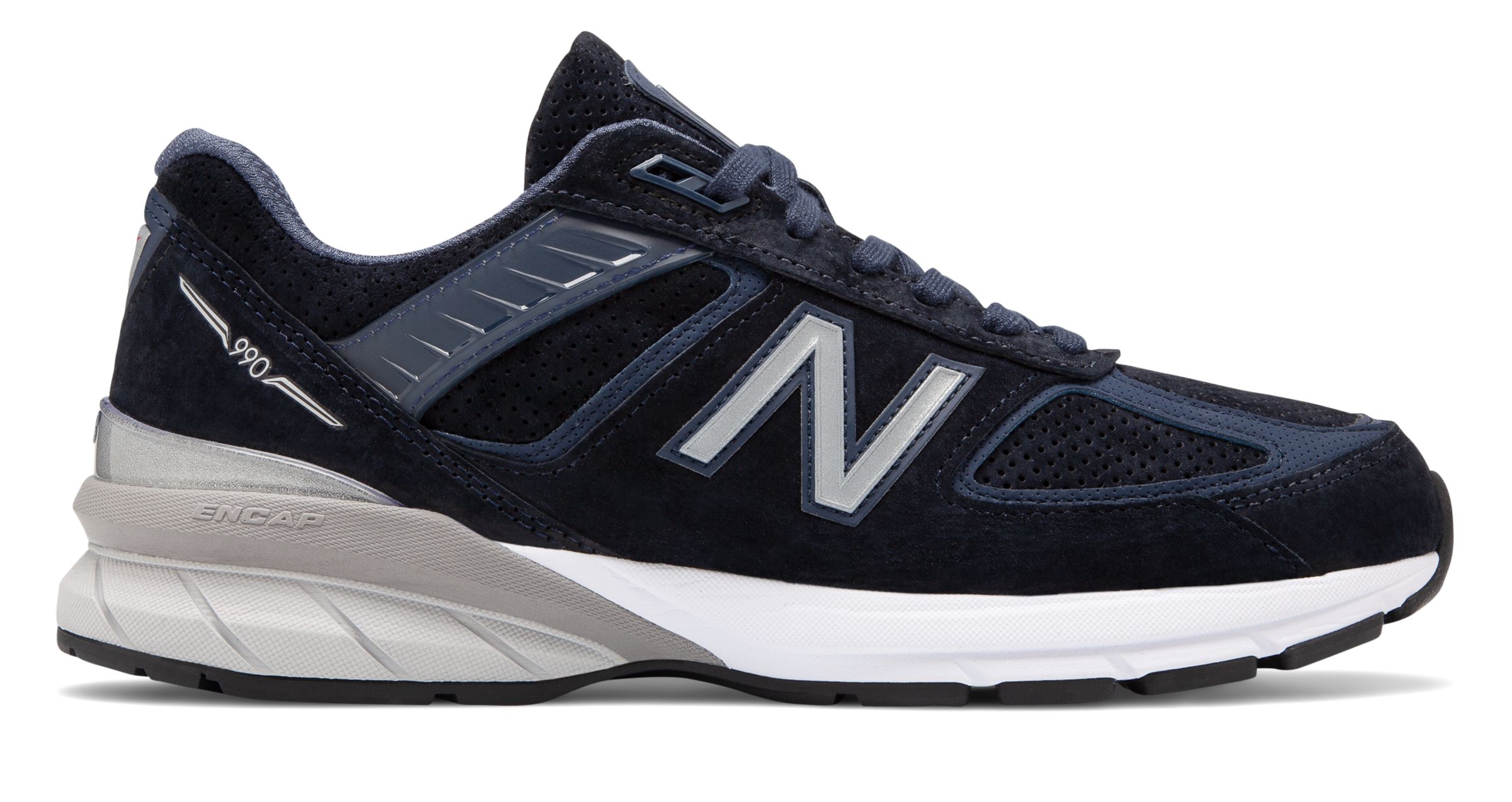 New Balance Hombre Made in USA 990v5 in Azul/Gris/Blanca, Suede/Mesh, Talla 45.5 - M990SN5