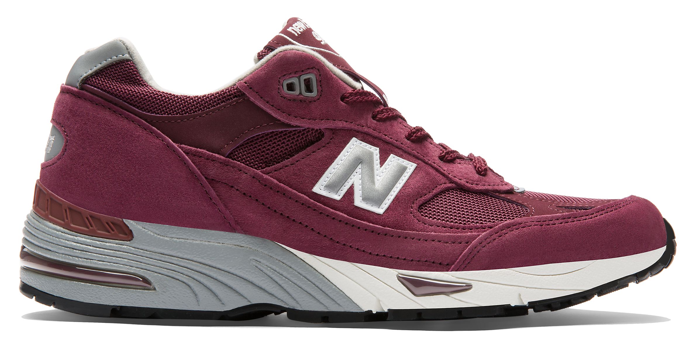 New Balance Made in UK 991 Pigskin Shoes - Burgundy/Silver - M991EBS