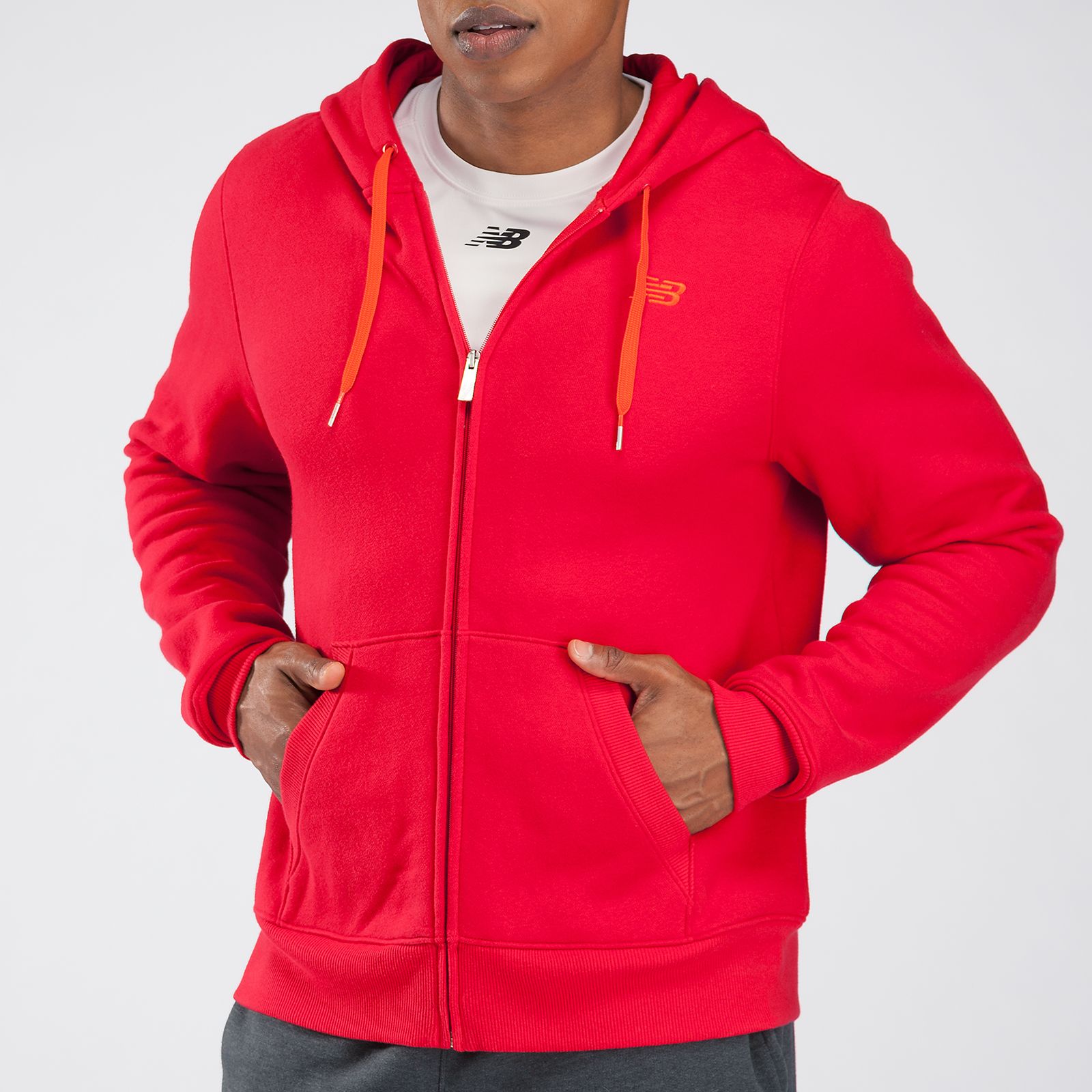 Essentials Zip Up Hoodie, Tango Red with Tangerine
