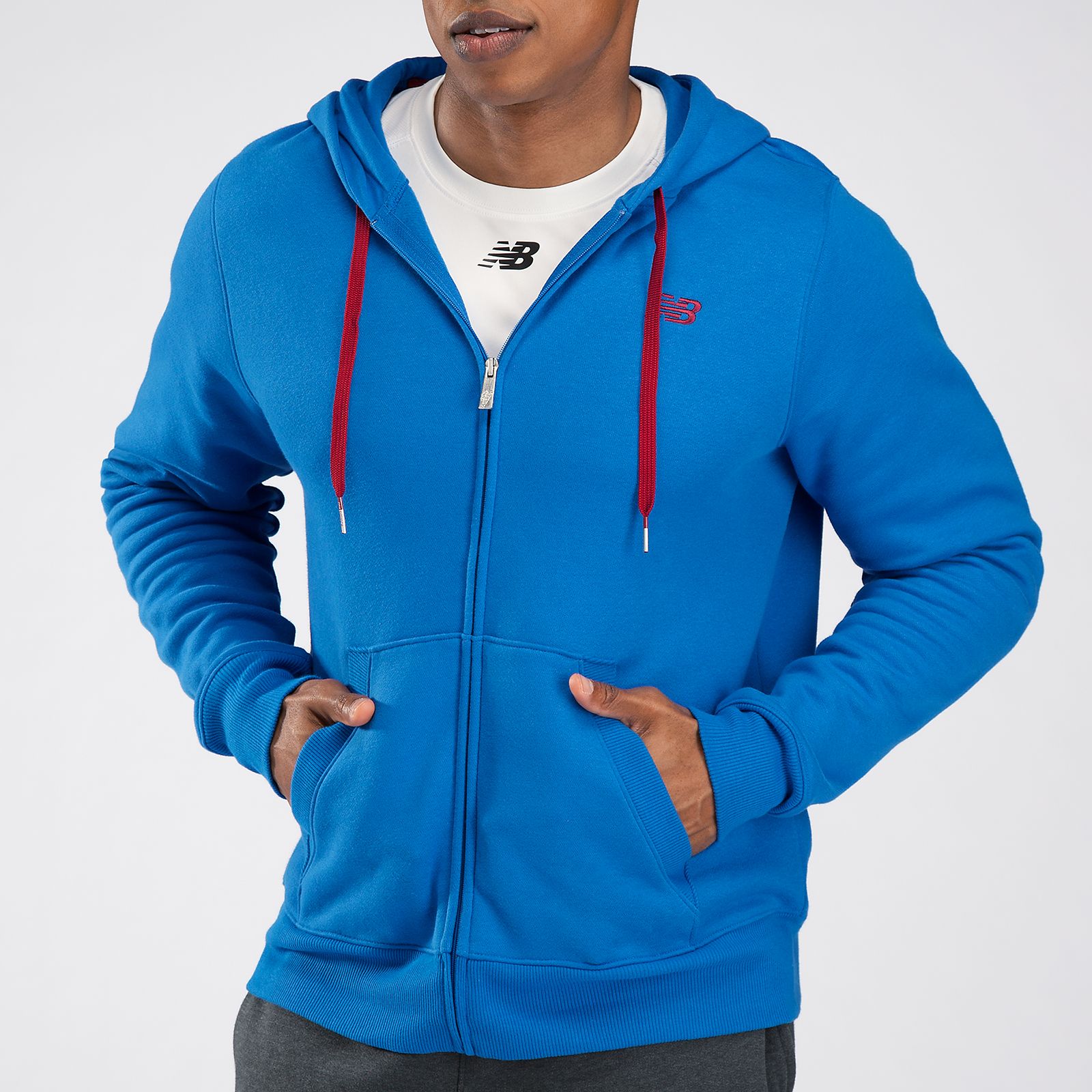 Essentials Zip Up Hoodie, Vision Blue with Biking Red