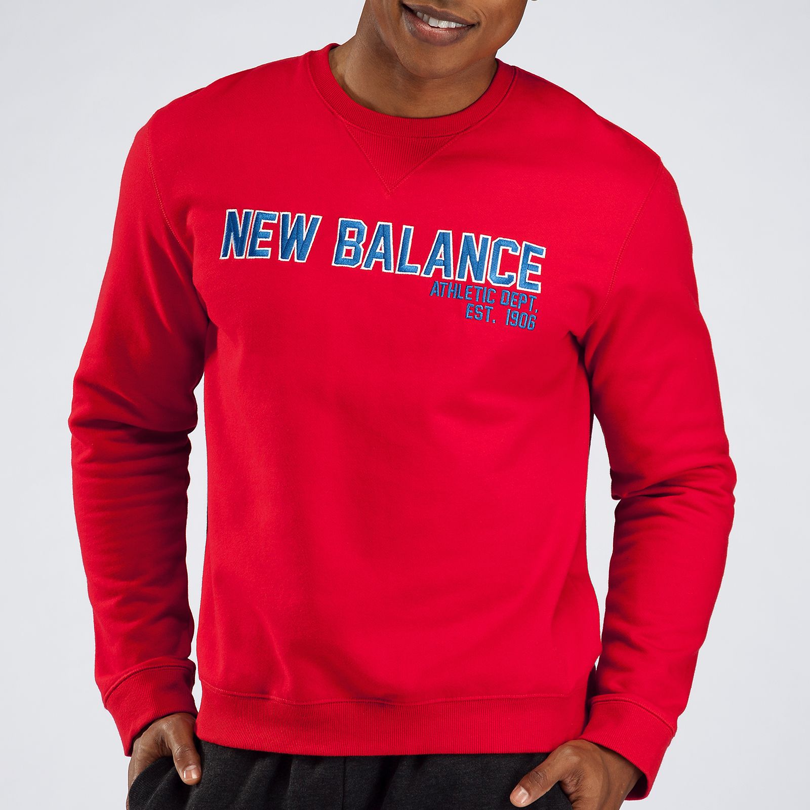 Essentials Core Fleece Sweat, Red with Blue