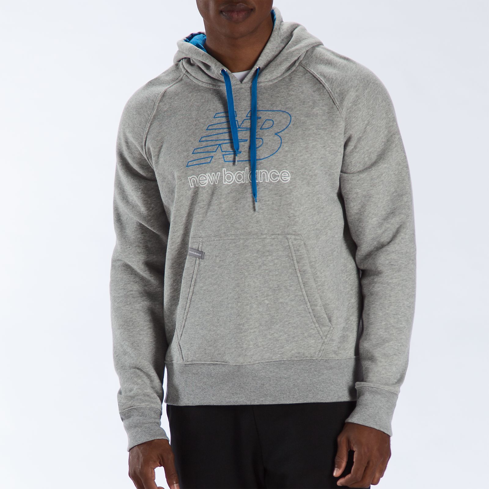 Essential Pullover Hoodie, Grey with Blue