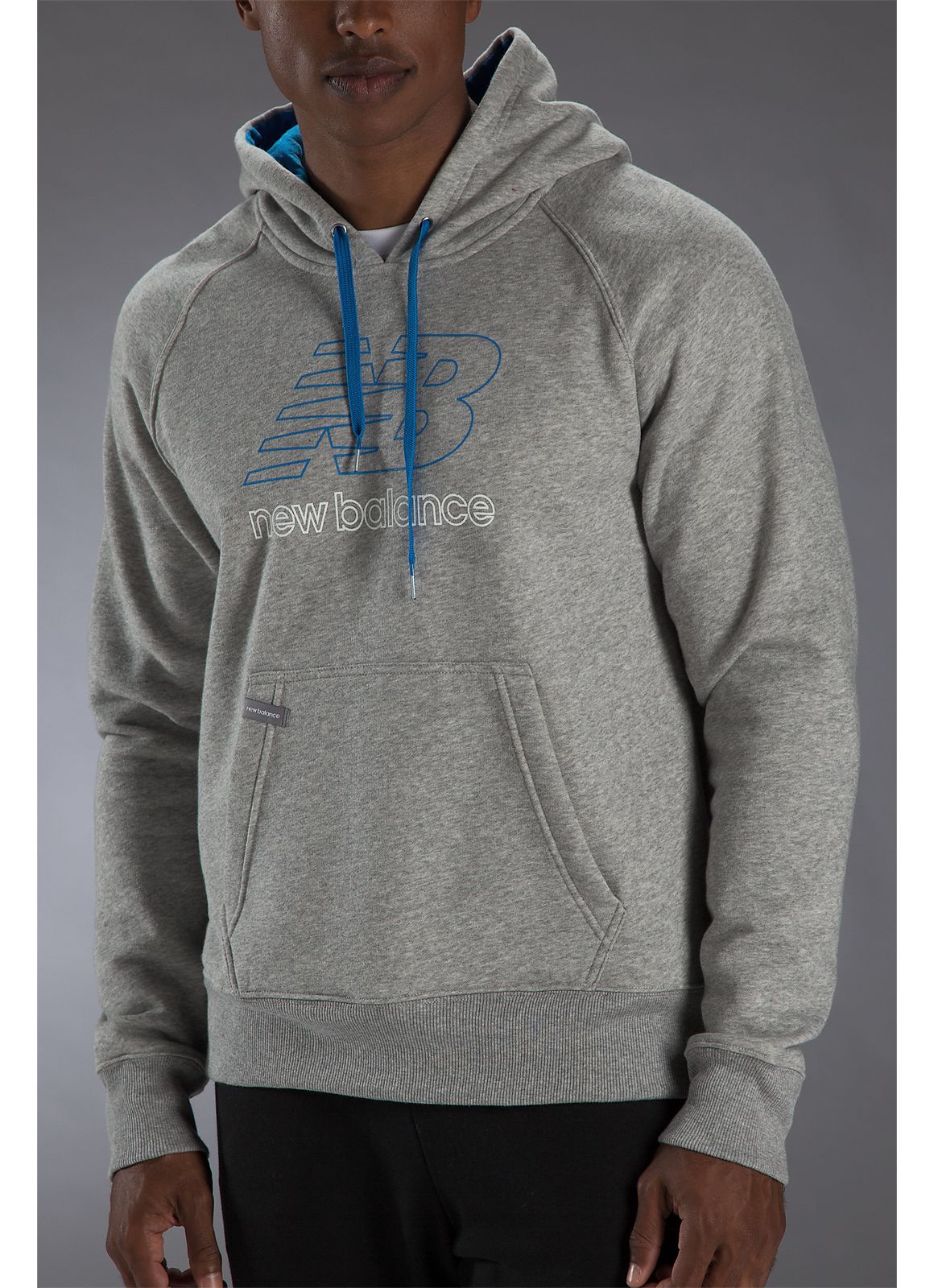 Essential Pullover Hoodie, Grey with Blue