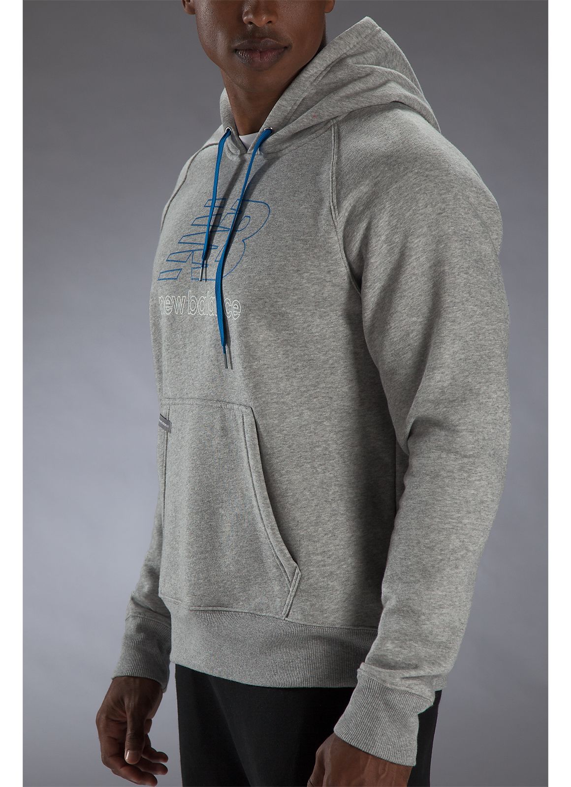 Essential Pullover Hoodie, Grey with Blue