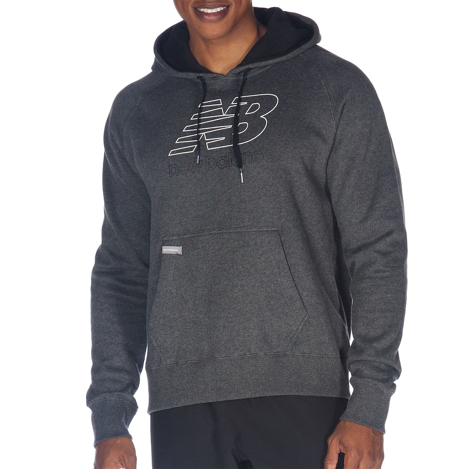 Essential Pullover Hoodie, Heather Charc with White