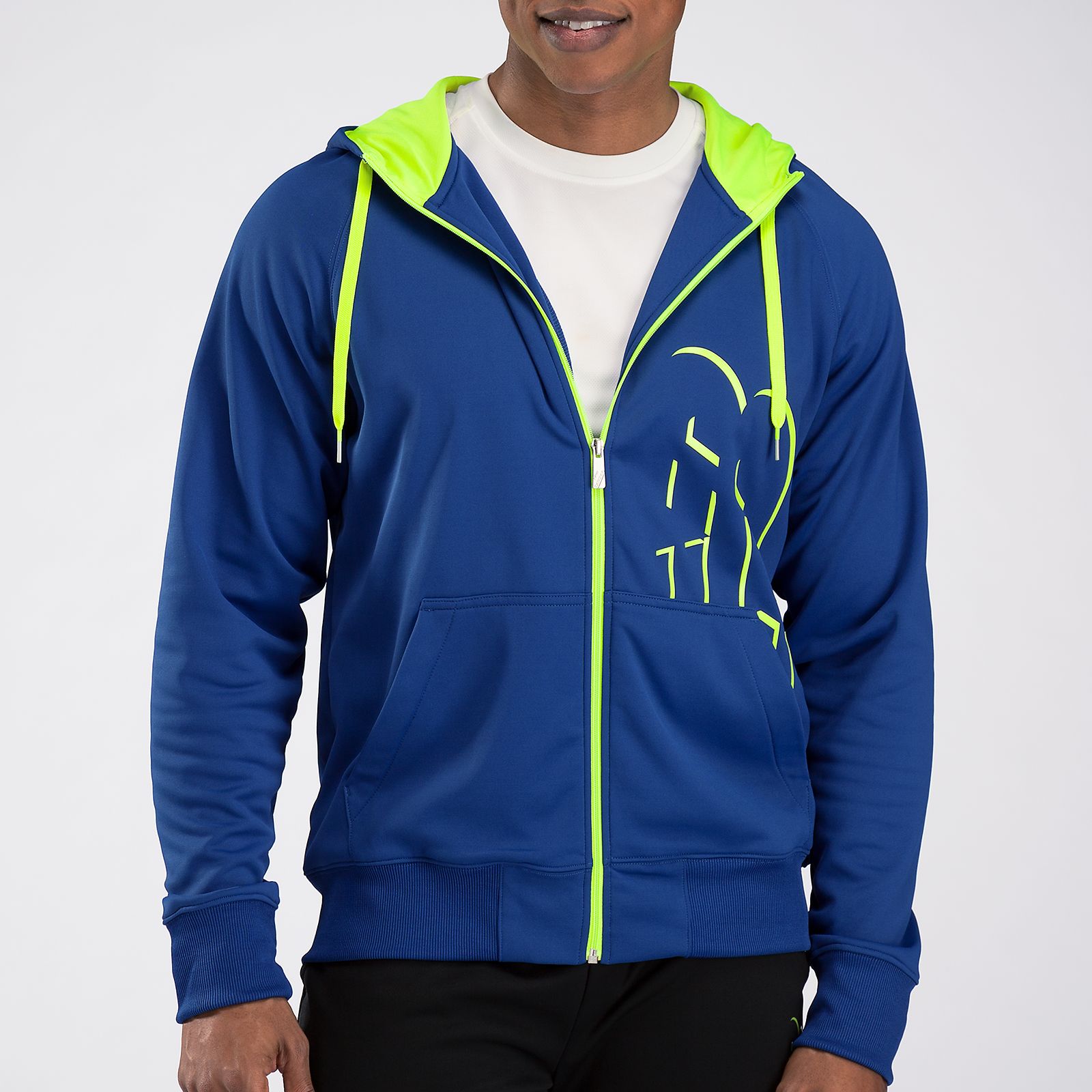 Tech Fleece Zip Thru Hood, Sodalite with Hi-Vis Yellow