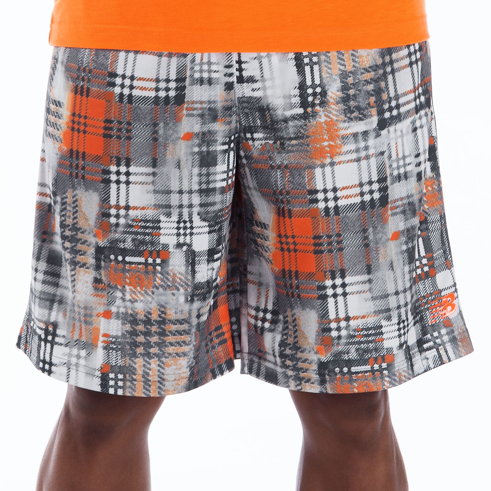 10" Printed Plaid Short, Orange Flash