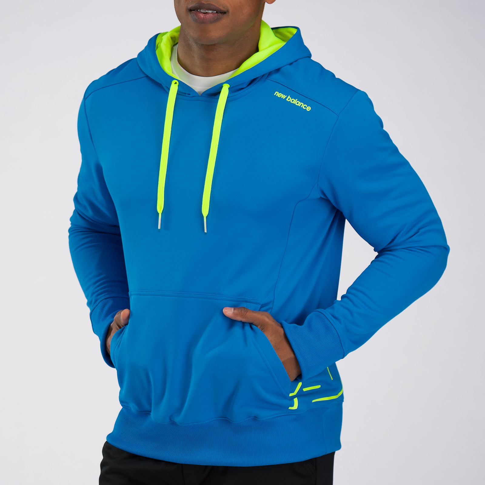 Tech Fleece Pull Over Hood, Electric Blue with Hi-Vis Yellow