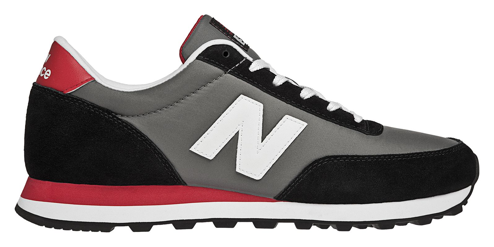 New Balance 501, Black with Grey & Red