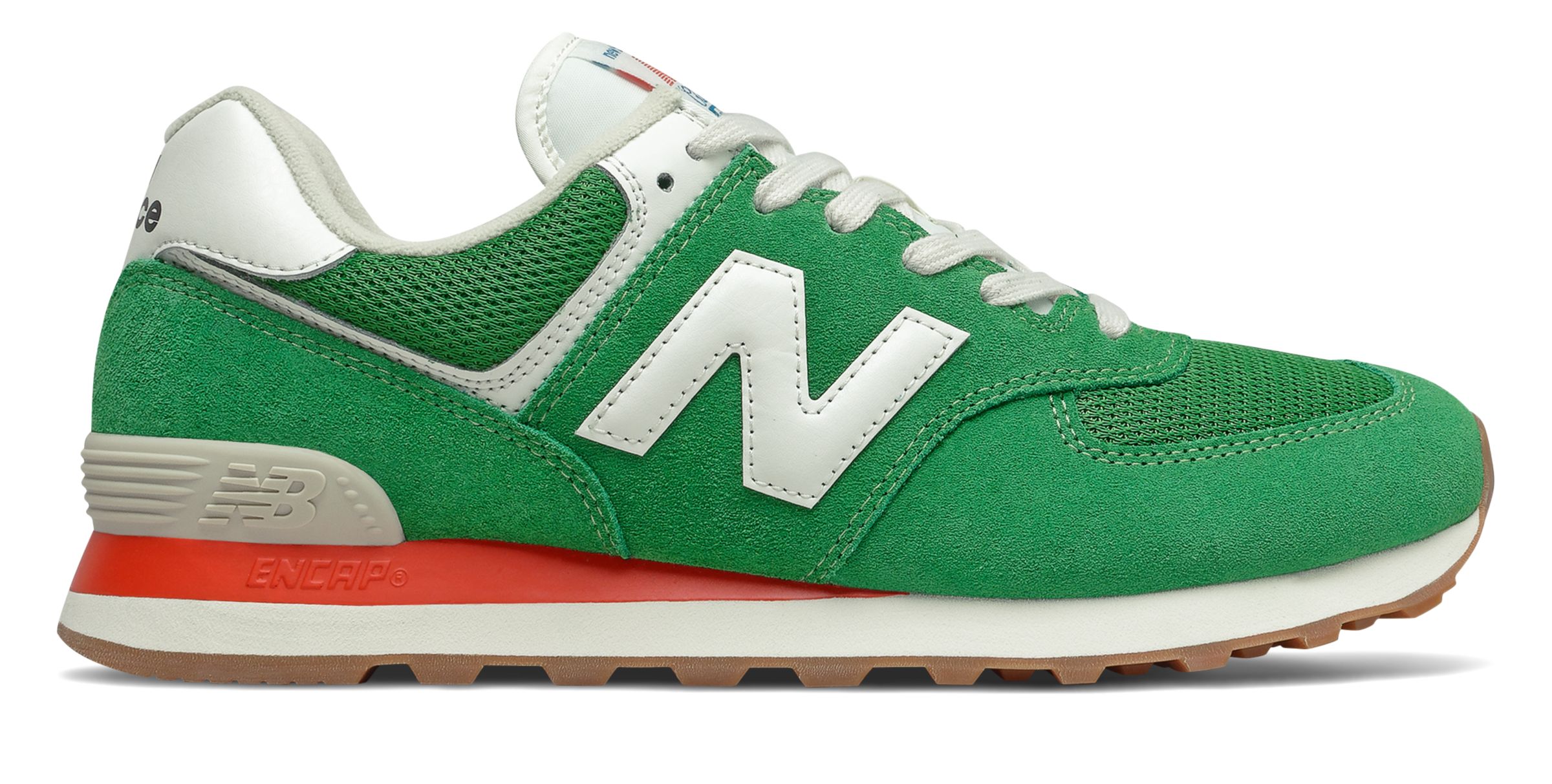 New Balance 574 Classic - Men's Running Shoes - Varsity Green / Velocity Red - ML574HE2