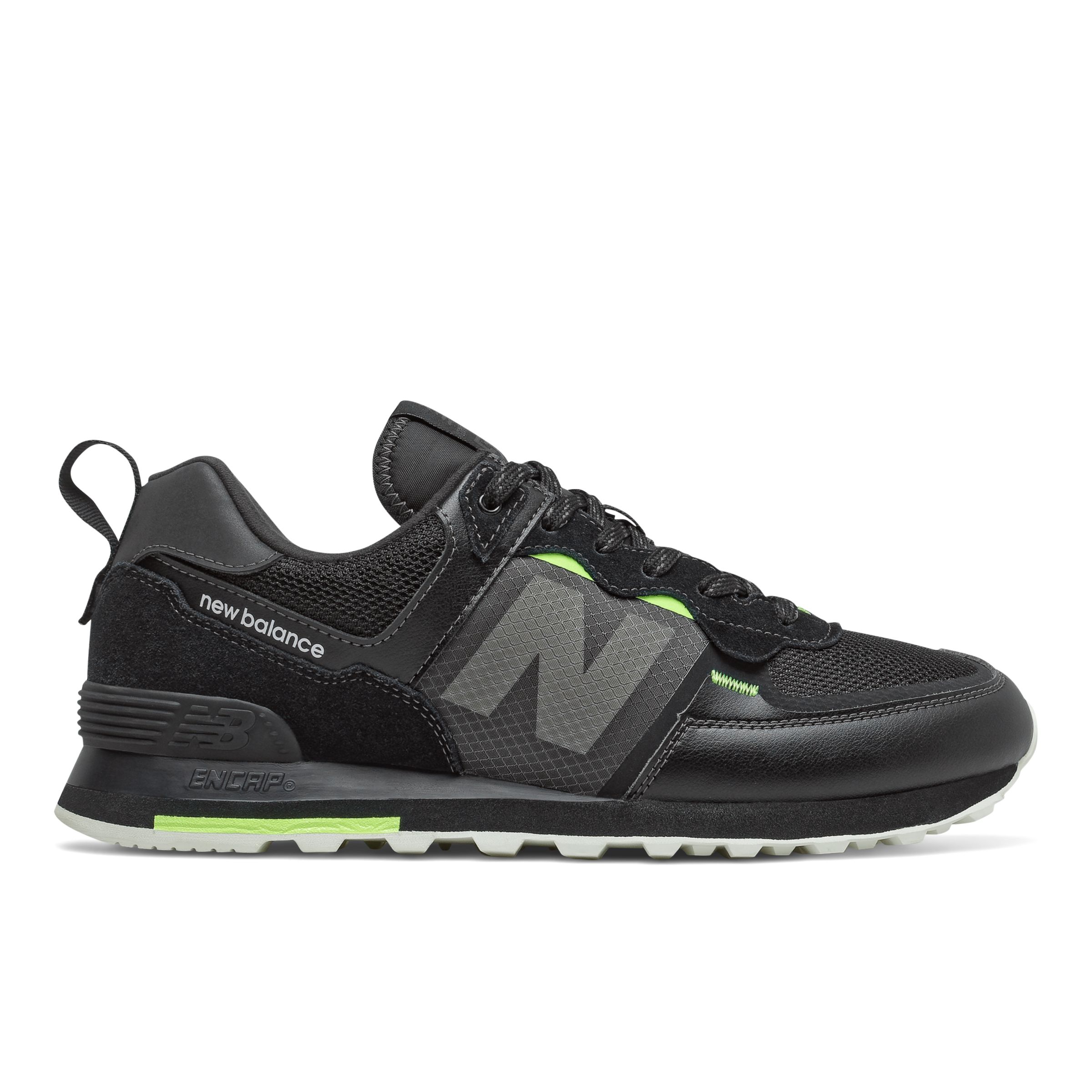 Uomo New Balance 574 - Black/Bleached Lime Glo, Black/Bleached Lime Glo - ML574IDC