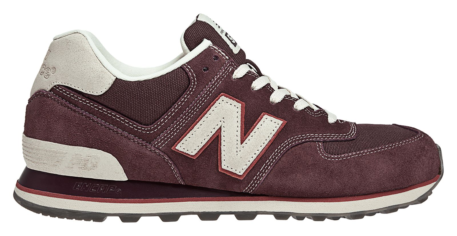 New Balance 574, Burgundy with Grey