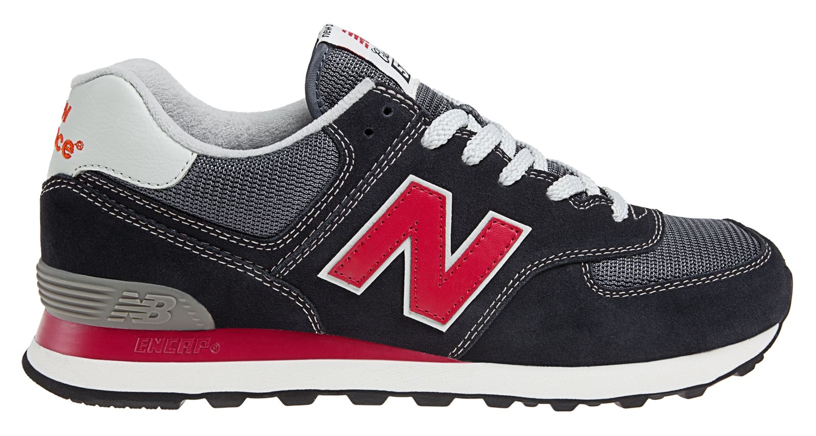 Vintage 574, Black with Navy & Red
