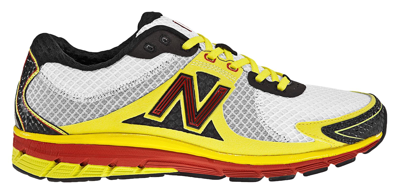 New Balance 1190, White with Yellow & Red