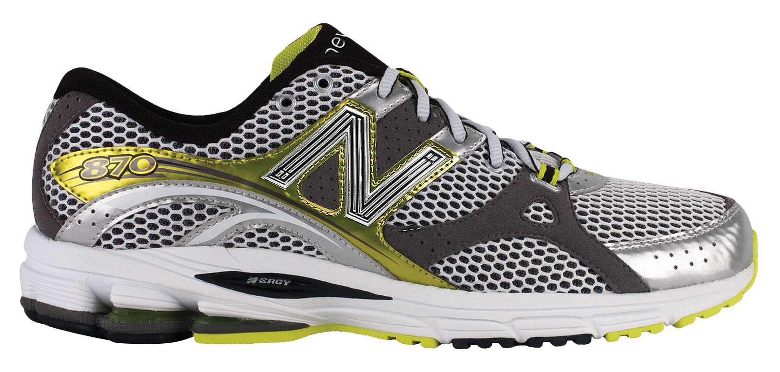 New Balance 870, White with Lime Green