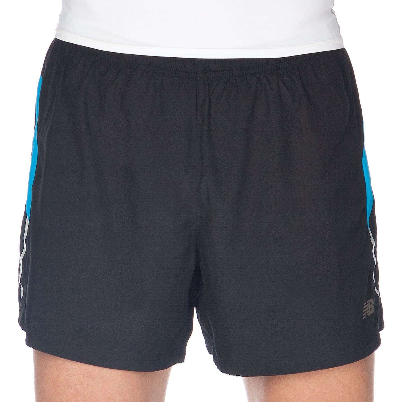 5 inch Run Short, Black with Kinetic Blue