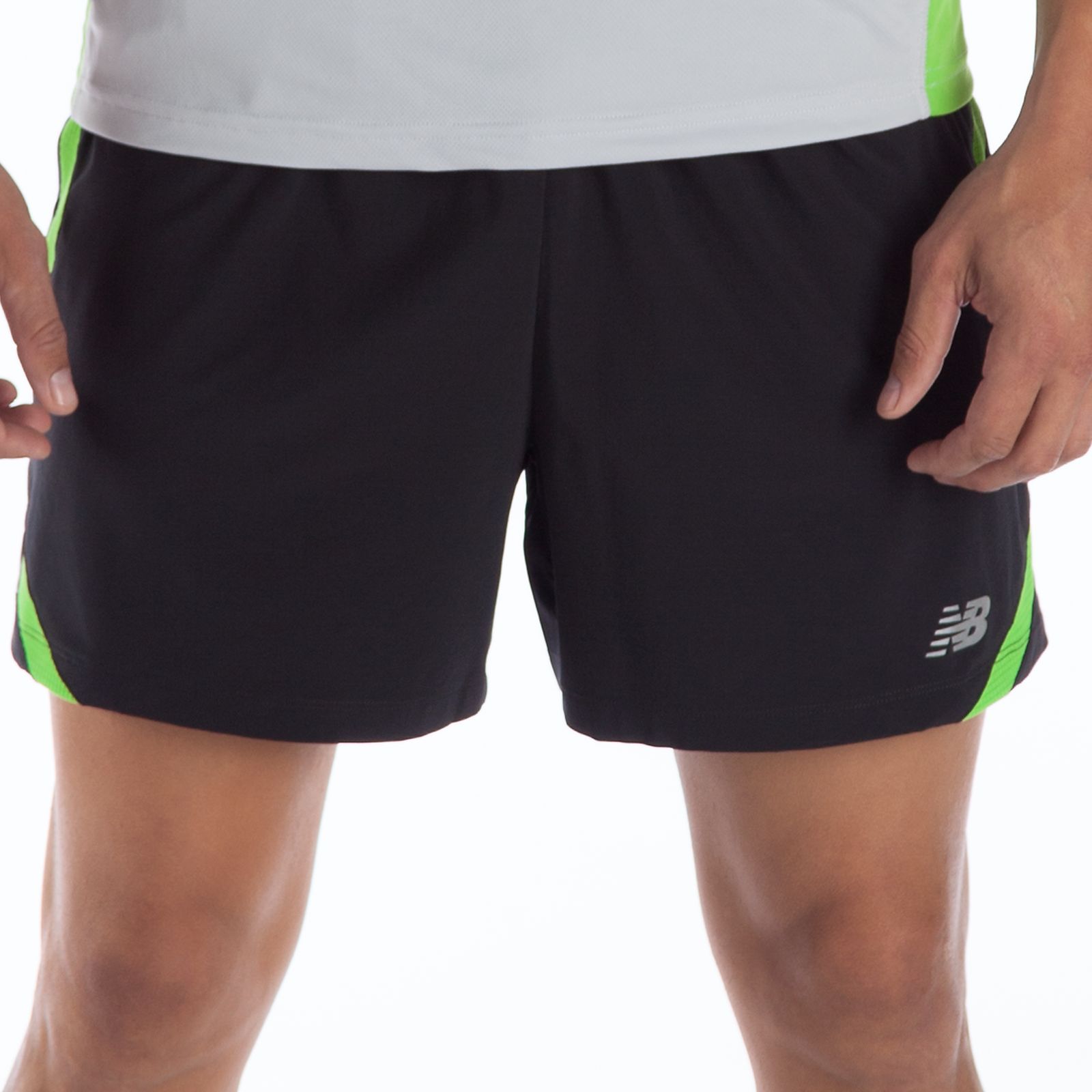 5 inch Track Short, Black with Jazz Green