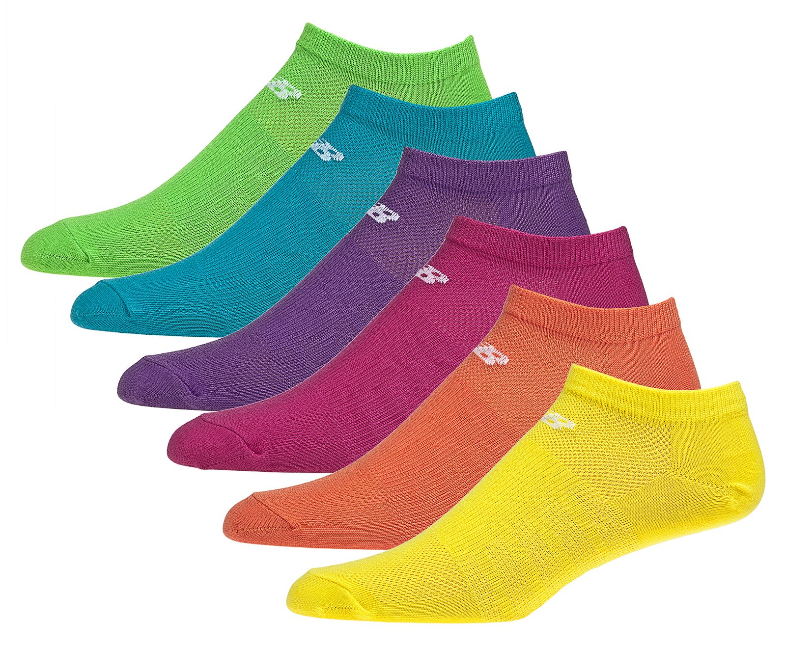 No-Show (6 pairs), Yellow with Pink & Blue