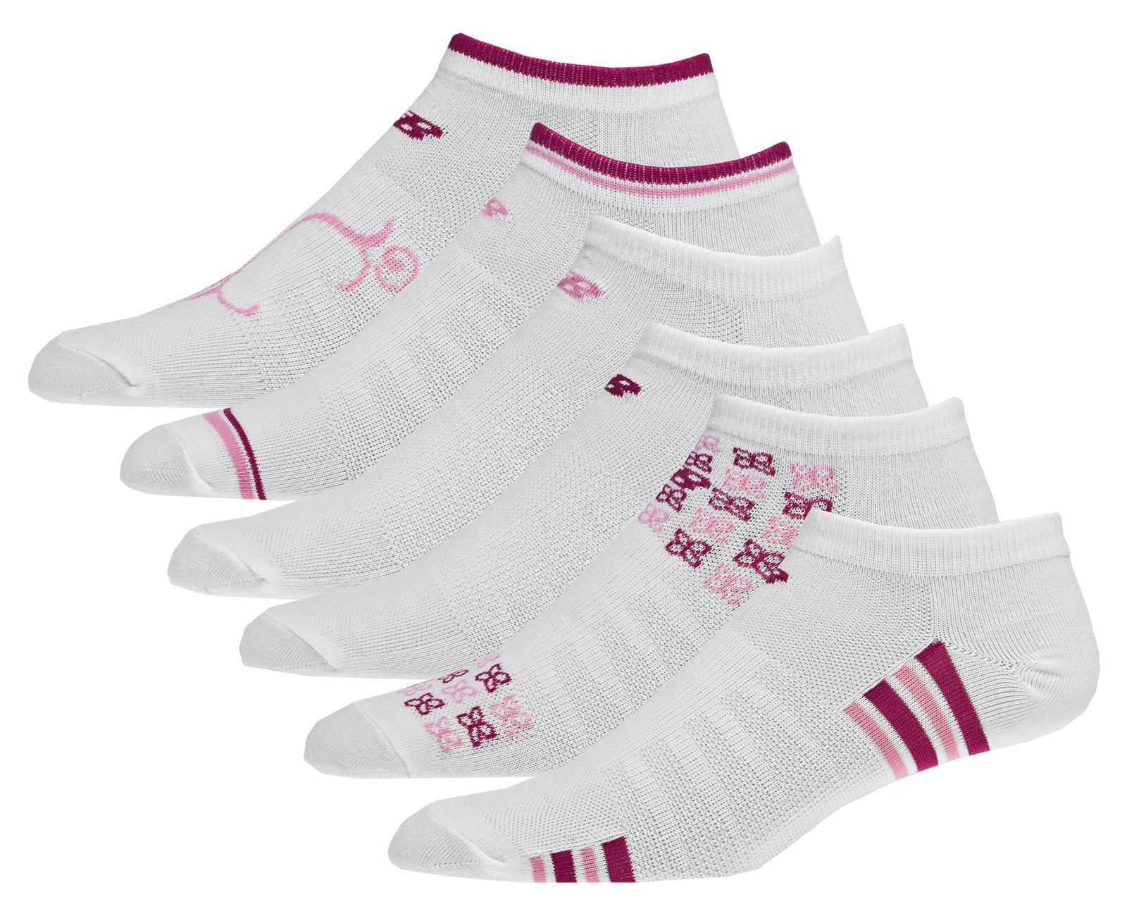Expression No Show (6 pack), White with Pink