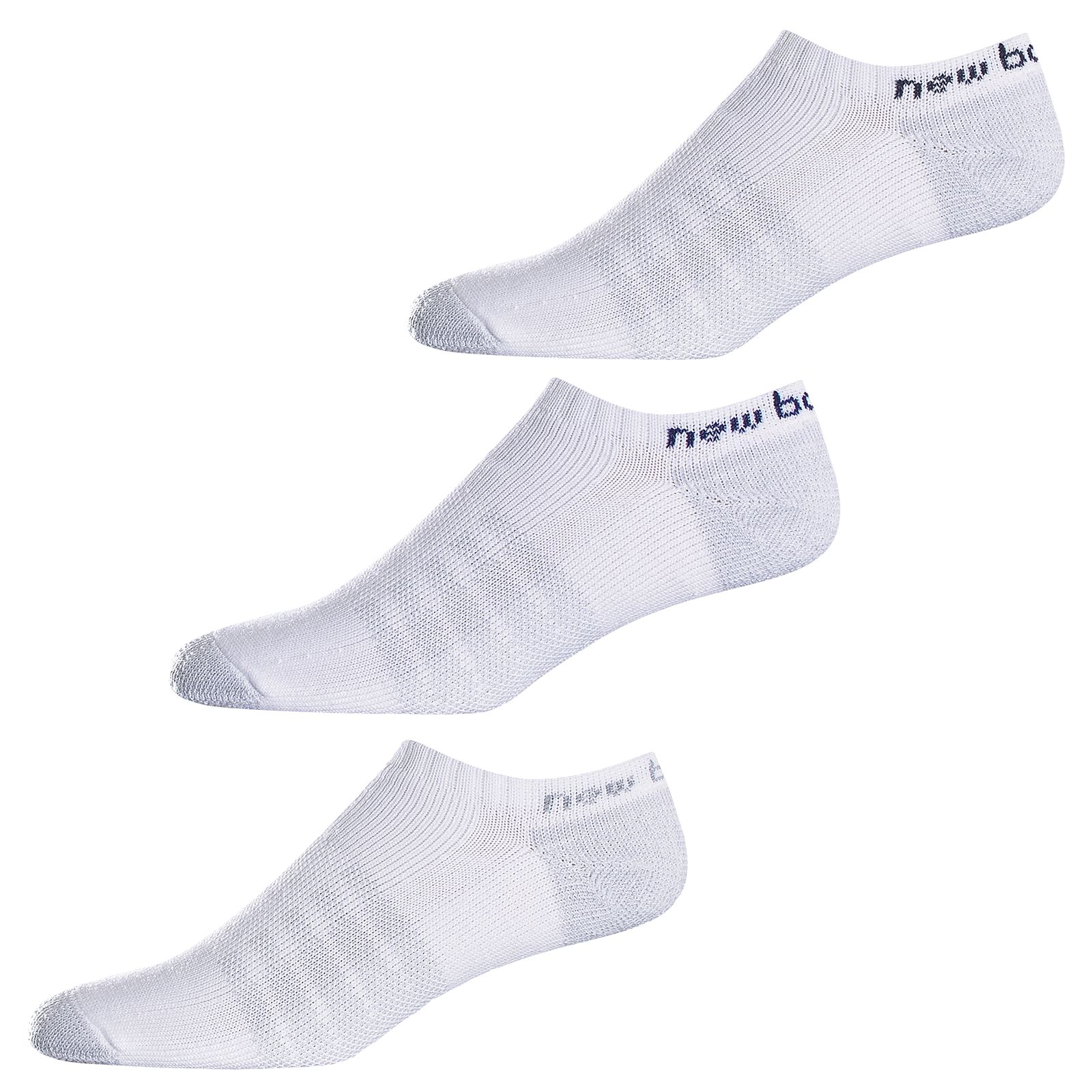 Enhanced Dry No-Show (3 pack), White with Navy & Black