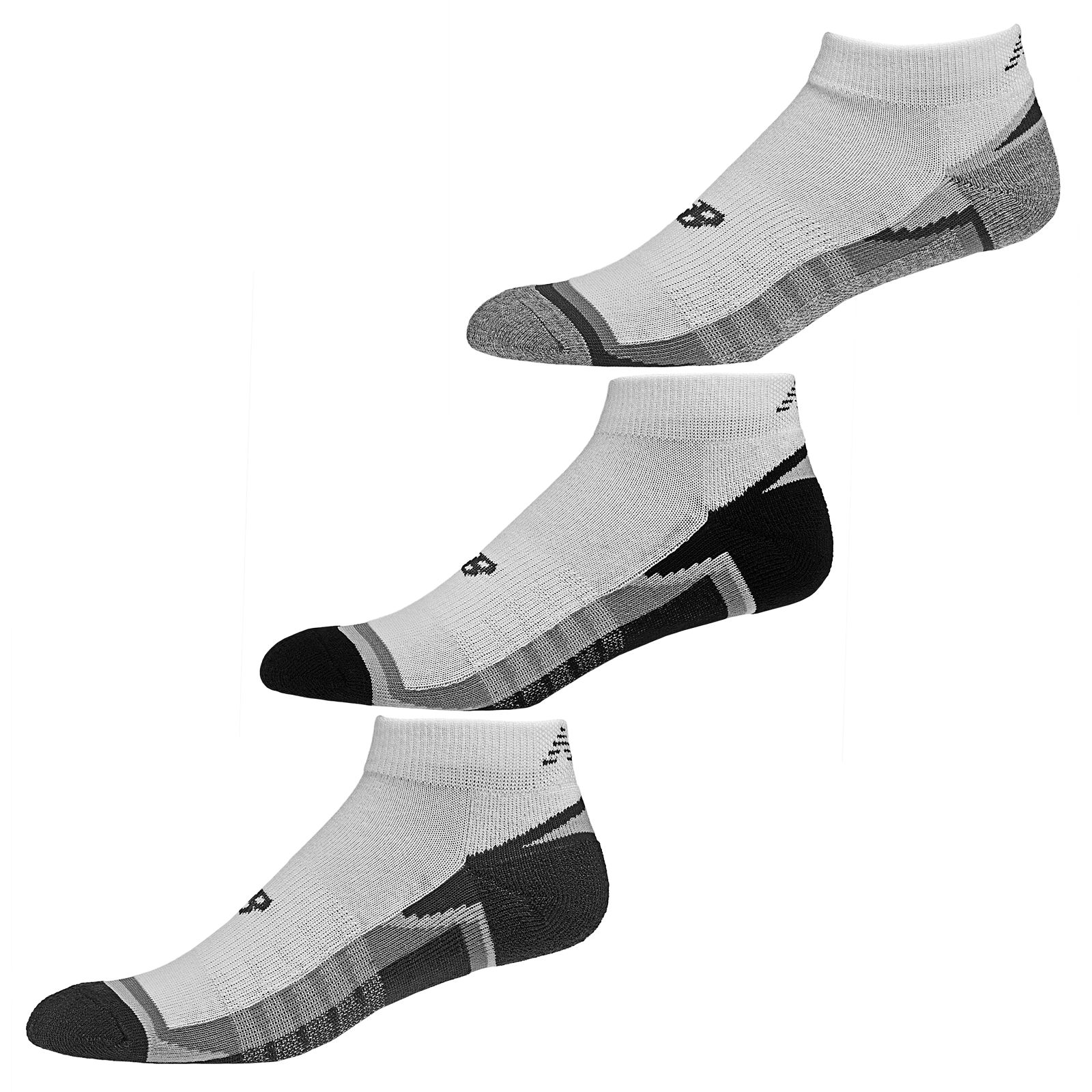 Enhanced Cool Low Cut (3 pack), White with Grey &amp; Black