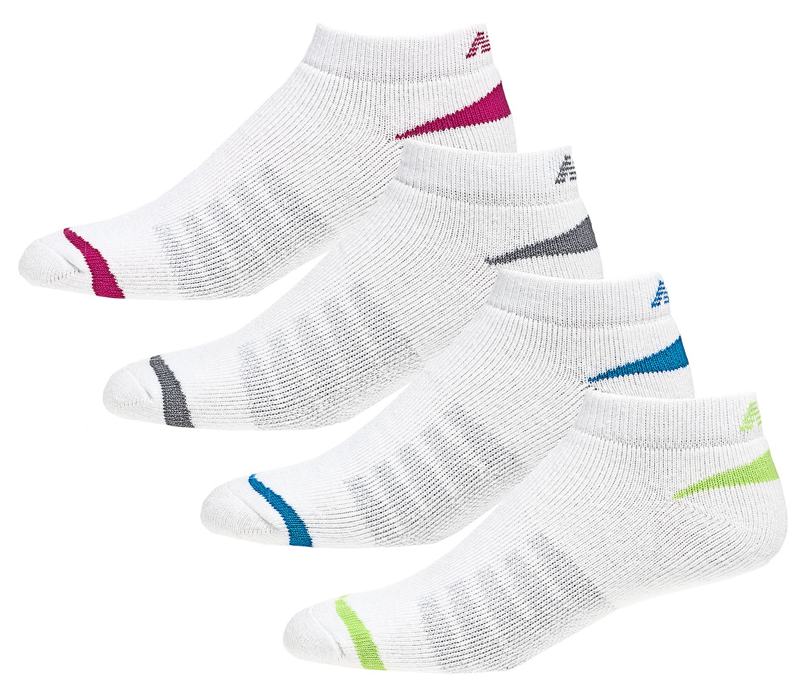 Core Low Cut (4 pack), White with Classic Blue & Lime Green