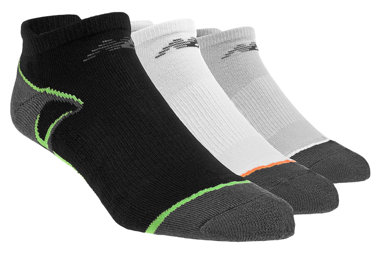 No Show with Heel Tab (3 pack), White with Black