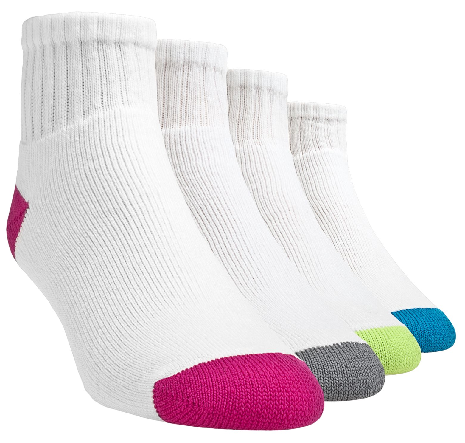 Core Quarter (4 pack), White with Raspberry & Lime Green