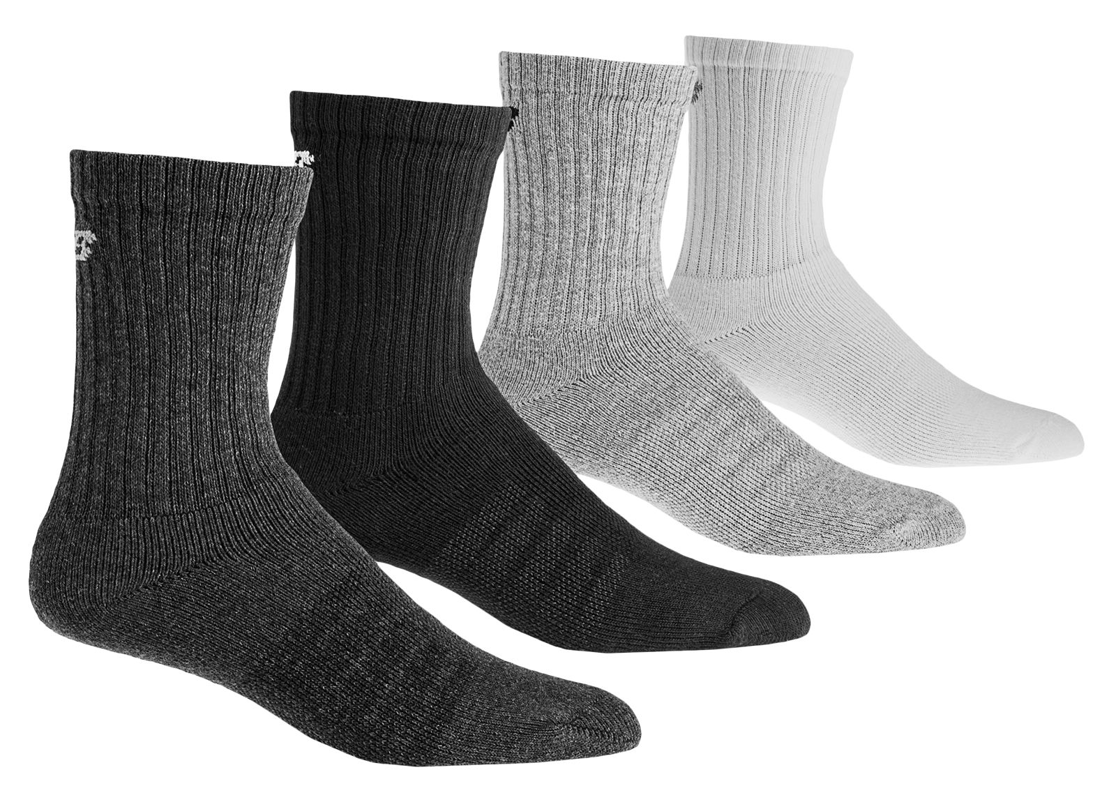 Core Crew (4 pack), Black with Grey & White