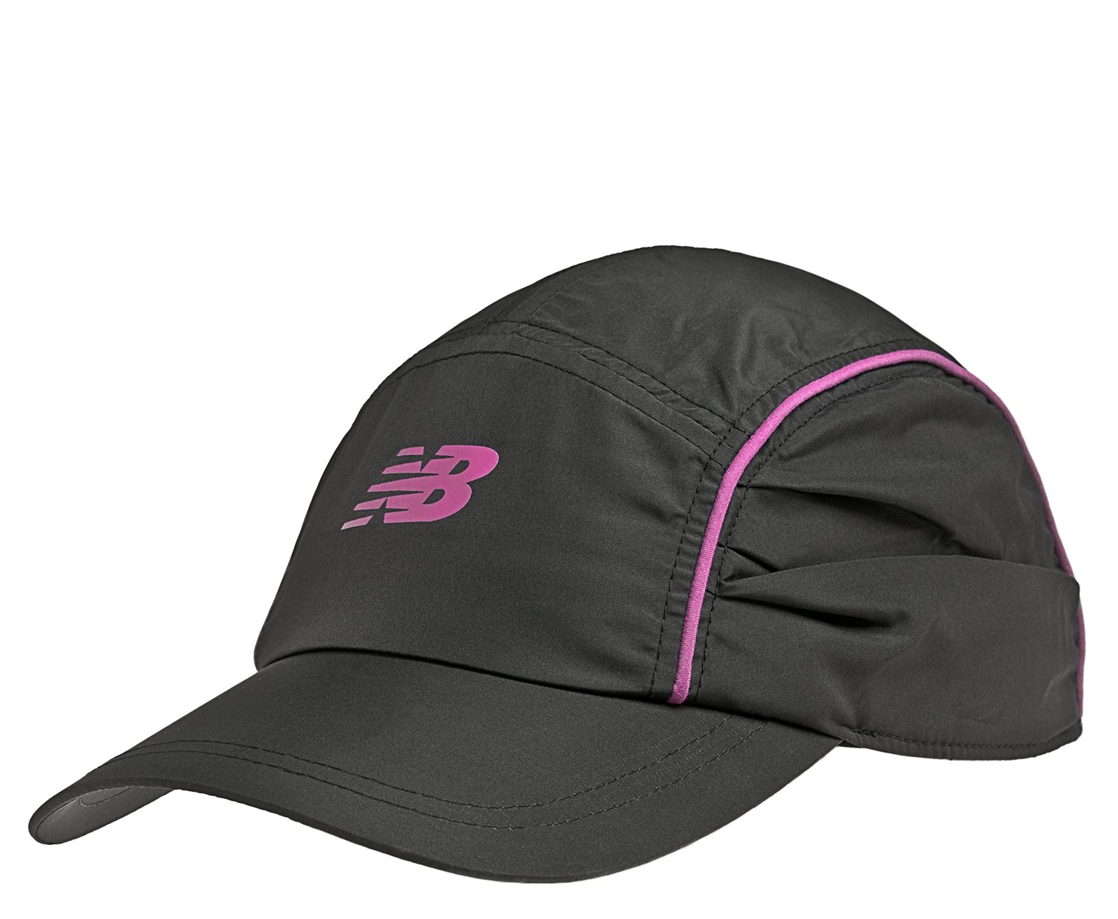Ruched Running Cap, Black with Rose Violet