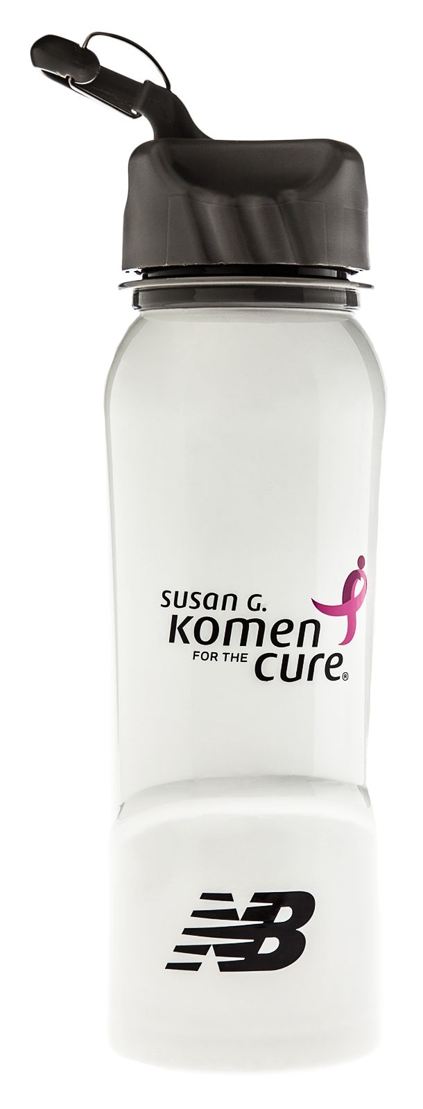 New Balance 700ml Steel Komen Bottle, White with Grey & Komen Pink