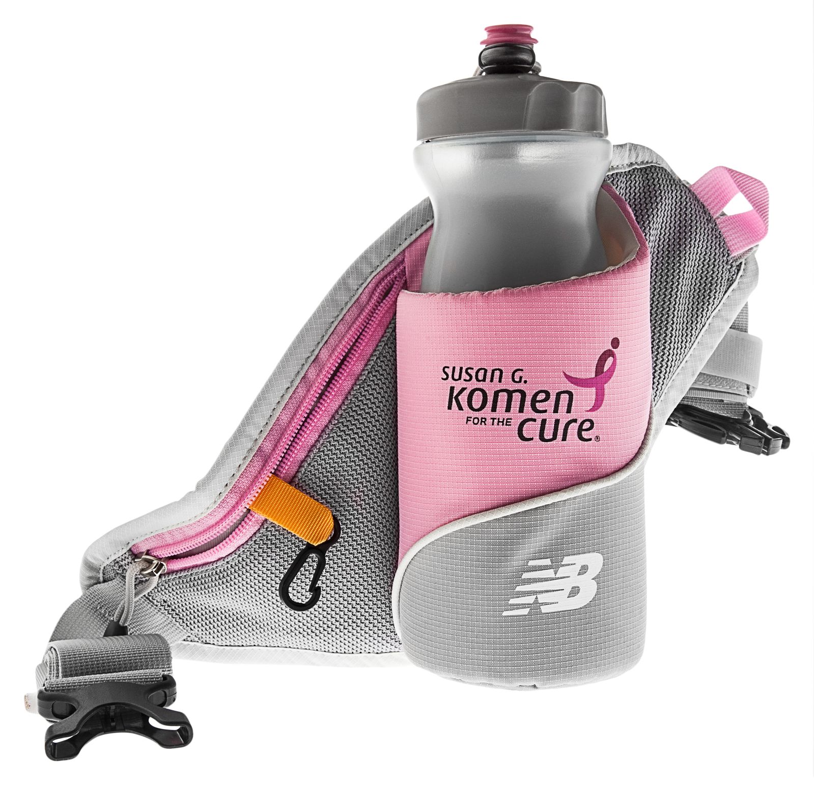 Komen Bottle Belt, Light Grey with Pink & Komen Pink