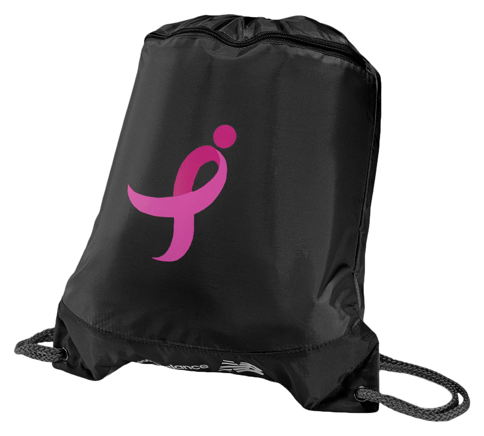 Lace Up Sackpack, Black with Pink
