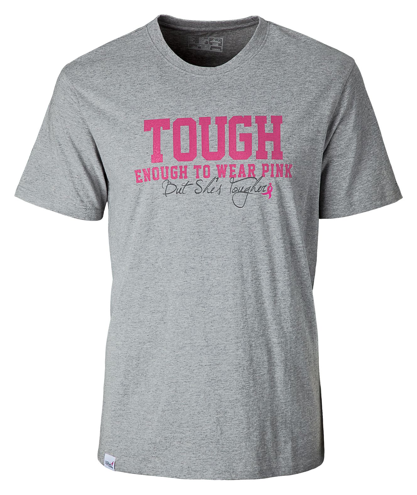 She's Tougher Tee, Athletic Grey with Magenta