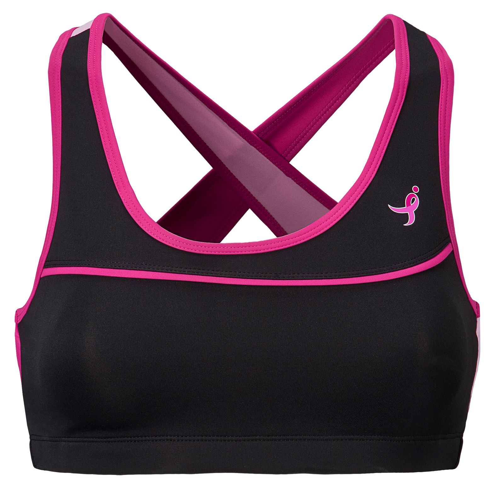 Komen Bra Top, Black with Magenta
