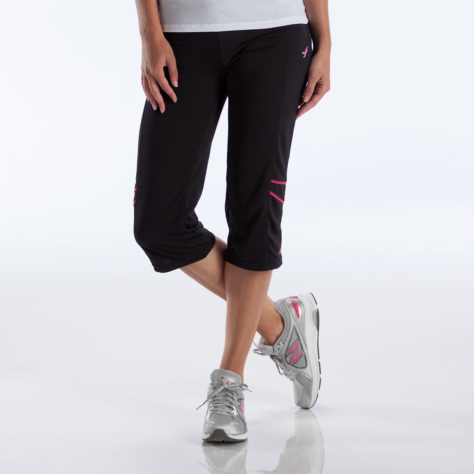 Komen Stride Capri, Black with Sangria