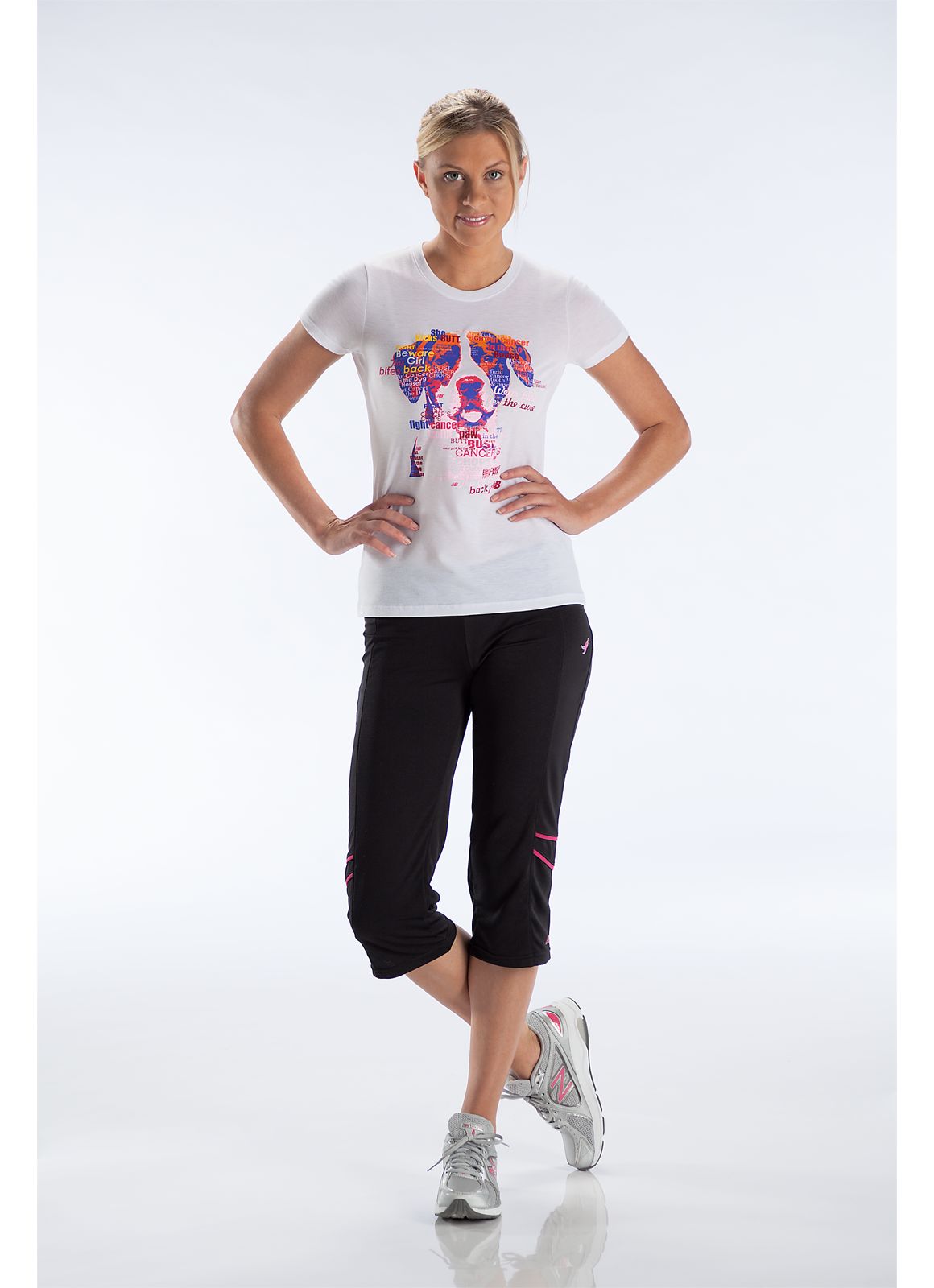 Komen Stride Capri, Black with Sangria
