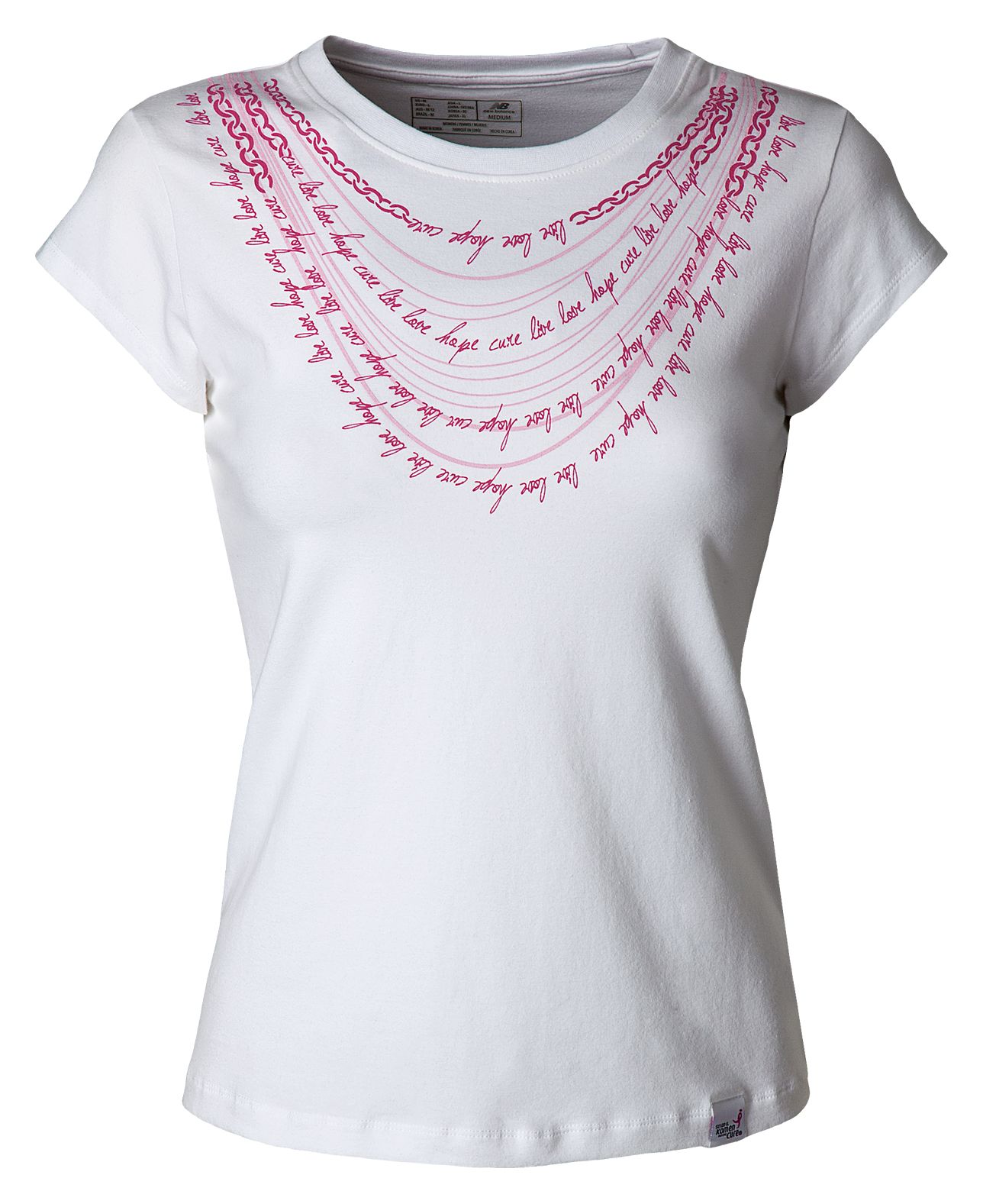 "Live, Love, Hope, Cure" Tee, White with Magenta