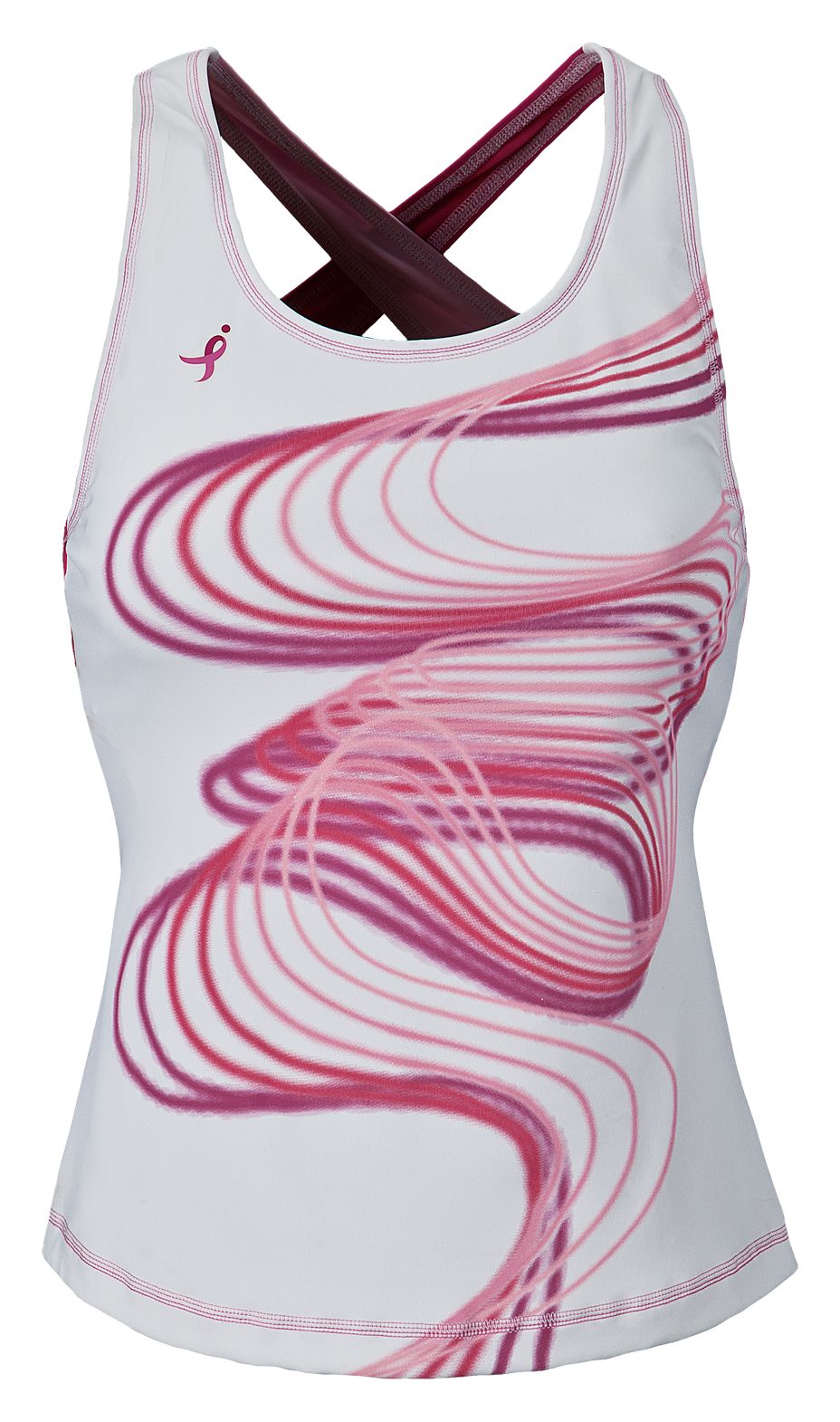 Komen Tank Top, White with Magenta