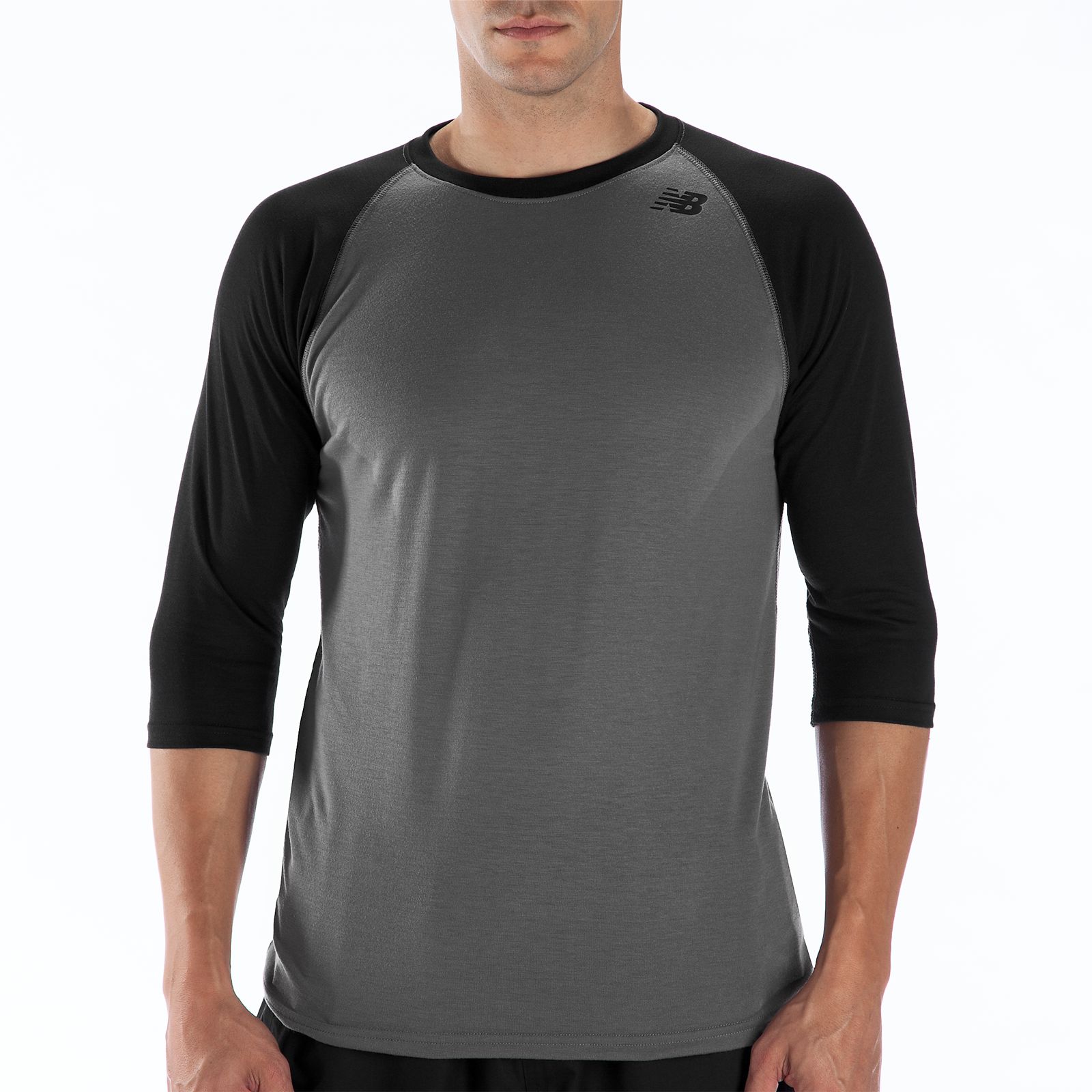 3/4 Raglan Top, Black with Grey