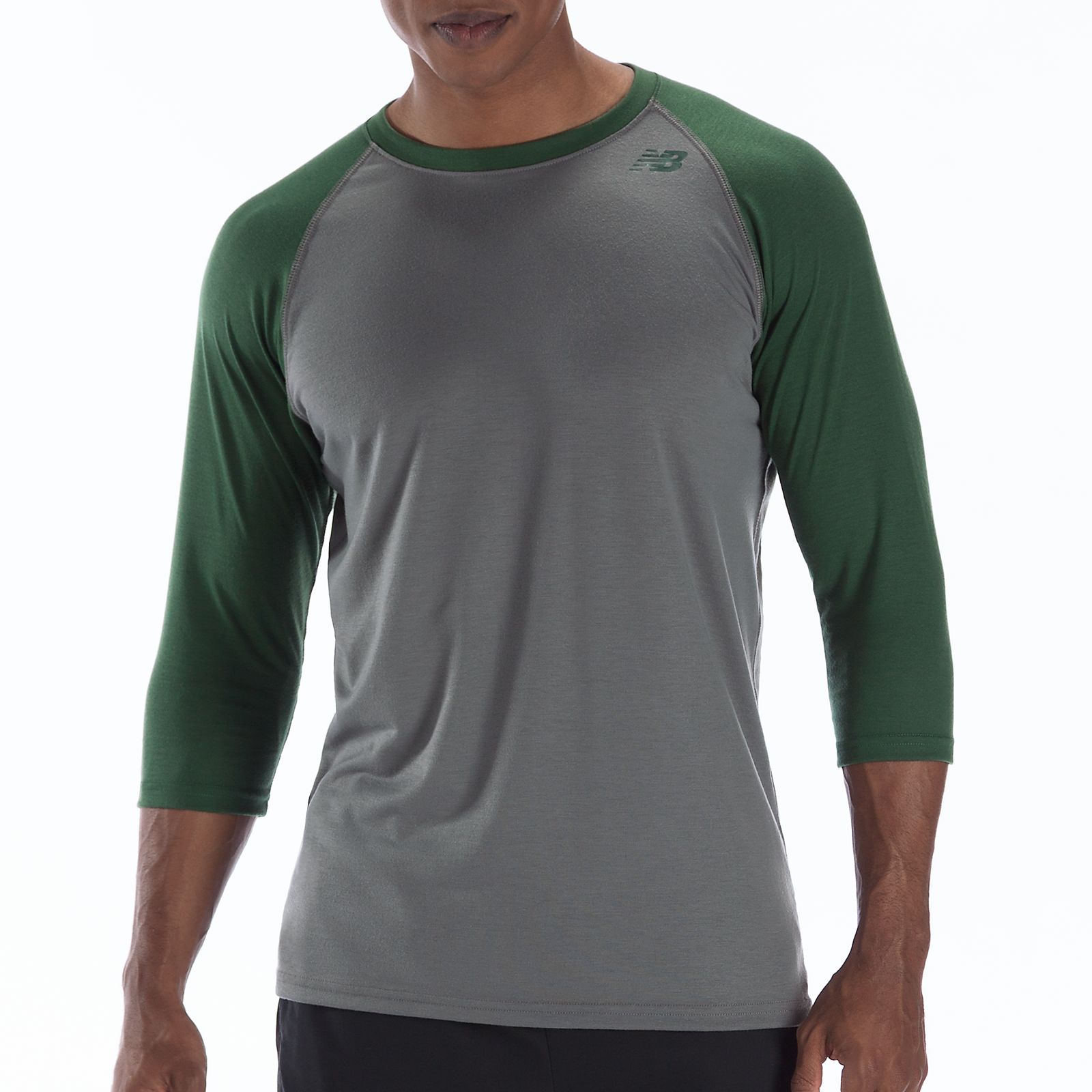3/4 Raglan Top, Green with Grey