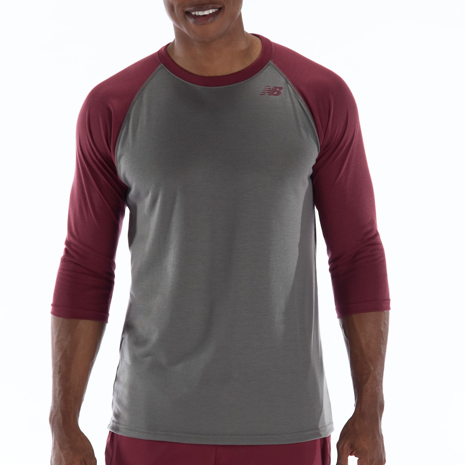 3/4 Raglan Top, Grey with Cadinal Red
