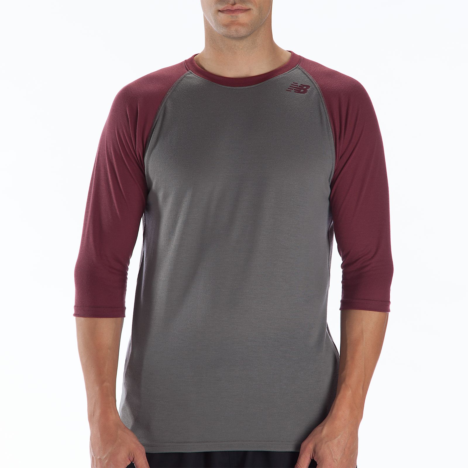 3/4 Raglan Top, Grey with Maroon