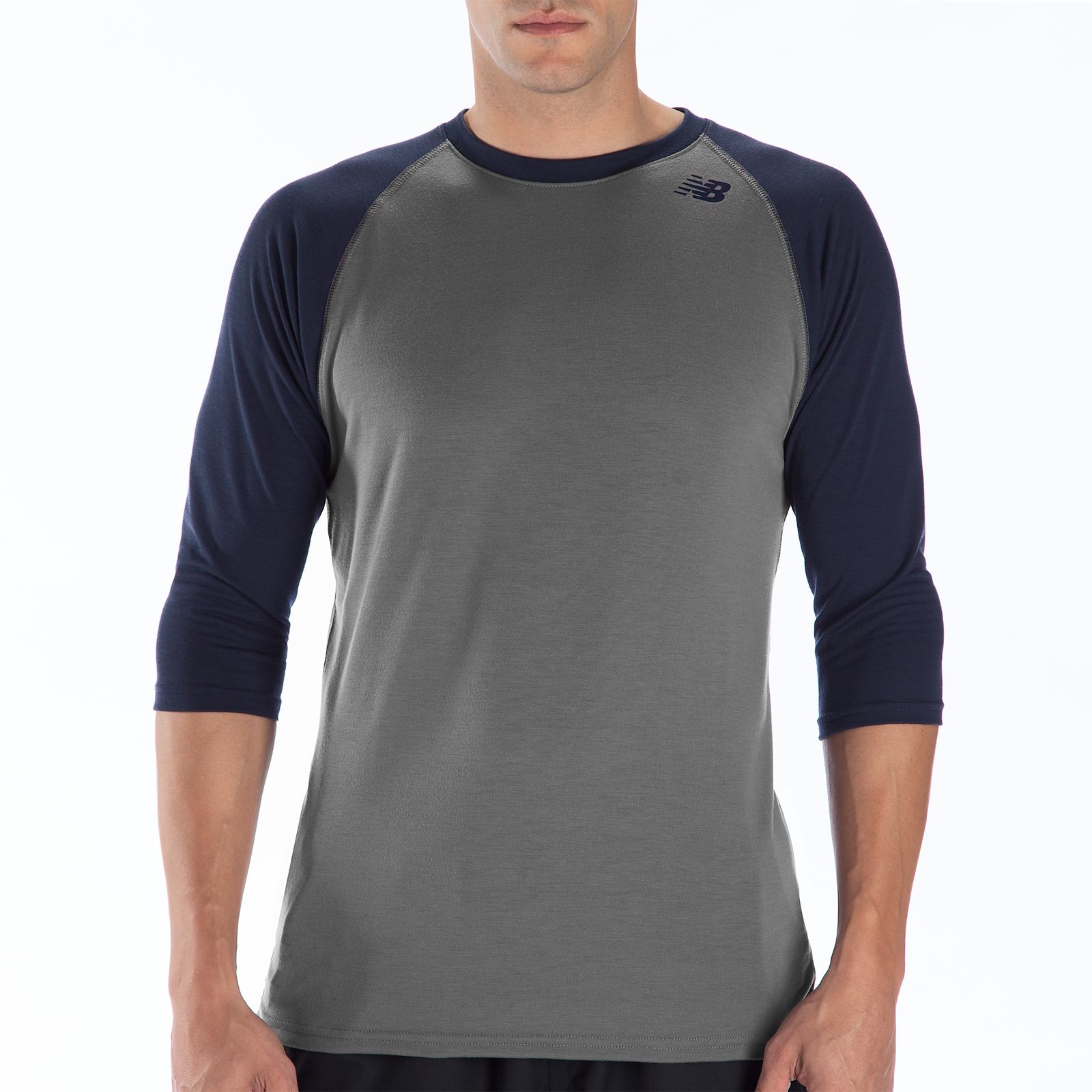 3/4 Raglan Top, Navy with Grey