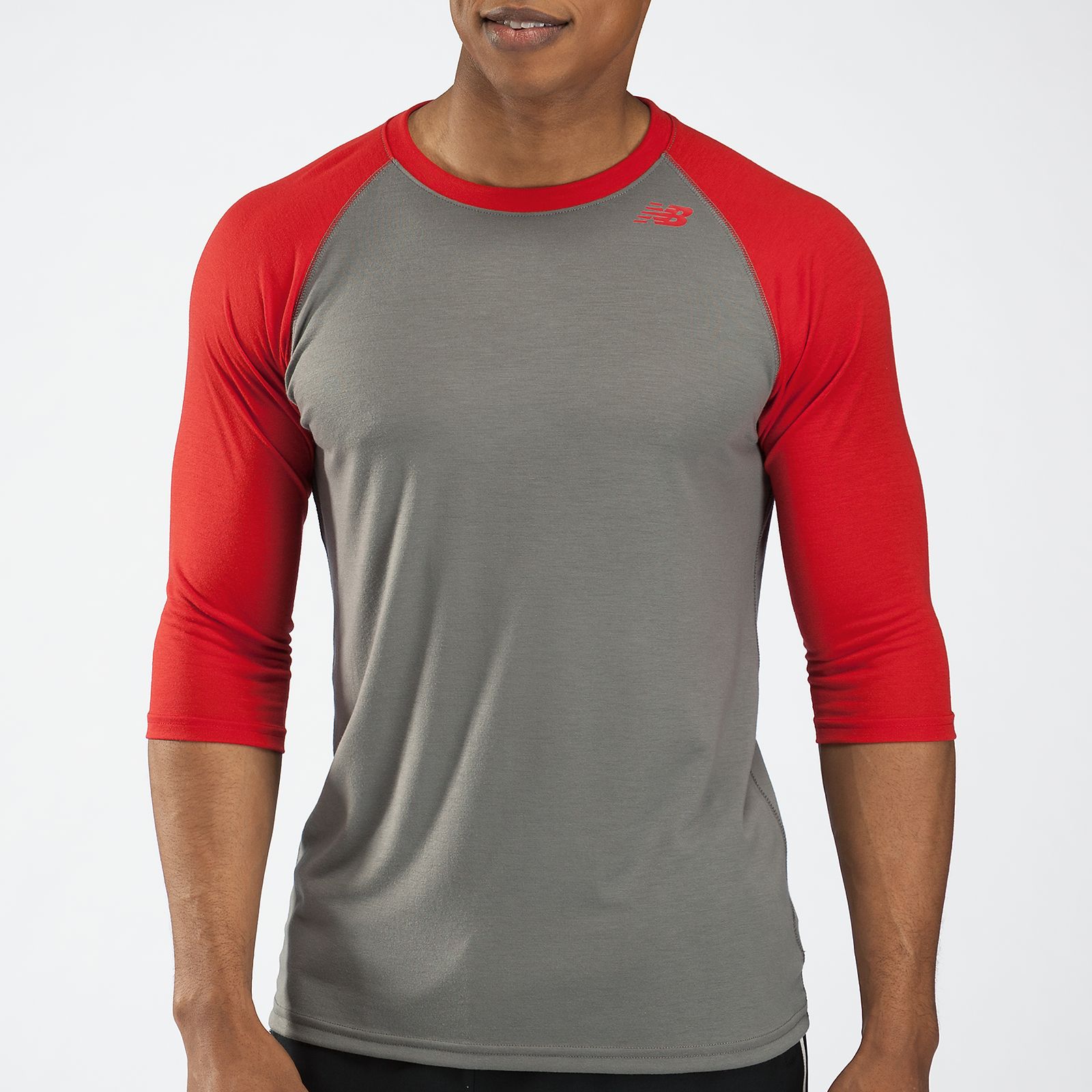 3/4 Raglan Top, Grey with Red