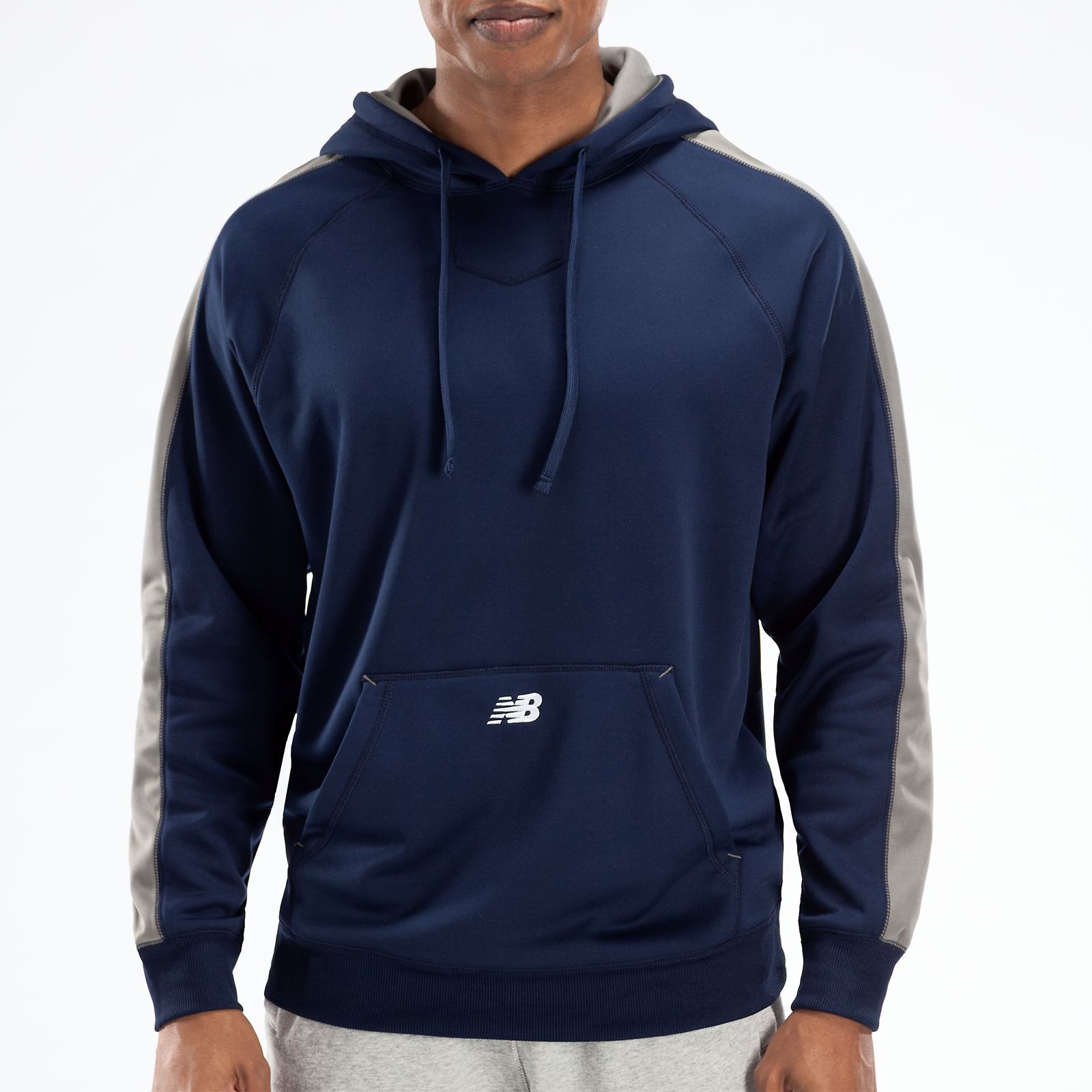 Performance Fleece Hoodie, Team Navy with Athletic Grey