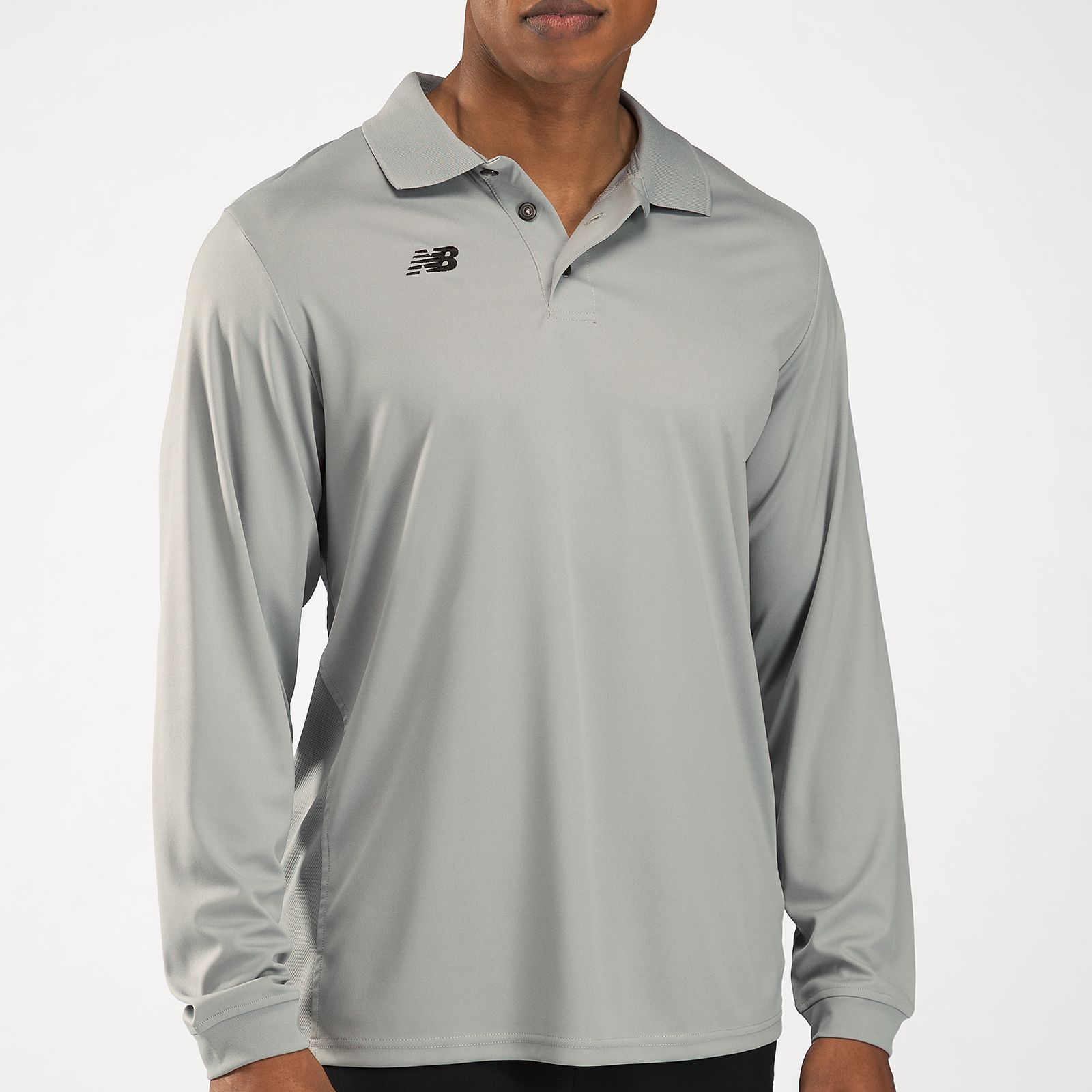 Solid Long Sleeve Polo, Light Grey