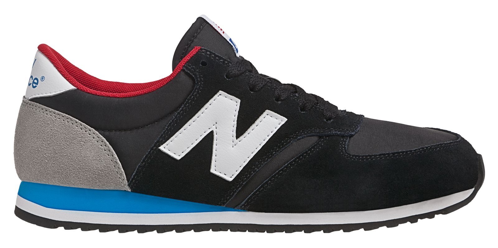 New Balance 420, Black with Electric Blue & Red