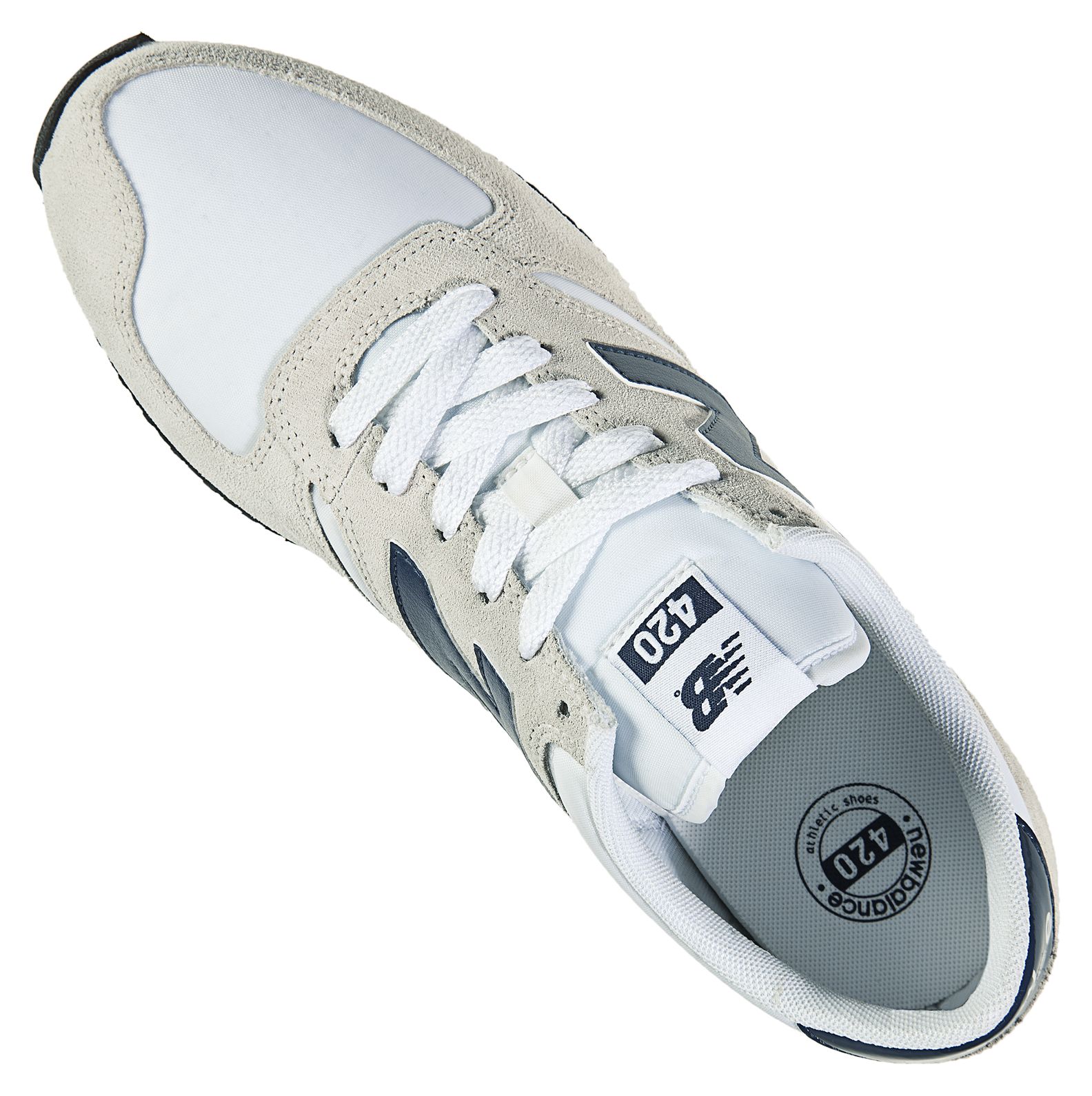 New Balance 420, Beige with Navy &amp; White